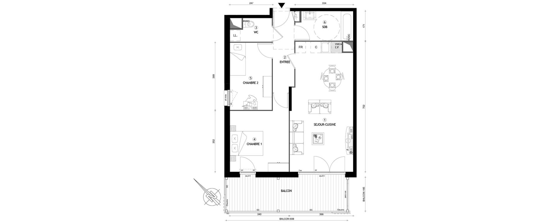 Appartement T3 de 62,50 m2 &agrave; Carri&egrave;res-Sous-Poissy Nouvelle centralit&eacute;