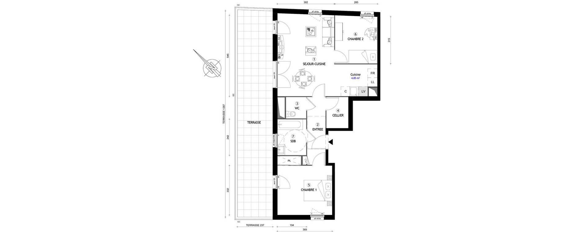 Appartement T3 de 64,80 m2 &agrave; Carri&egrave;res-Sous-Poissy Nouvelle centralit&eacute;