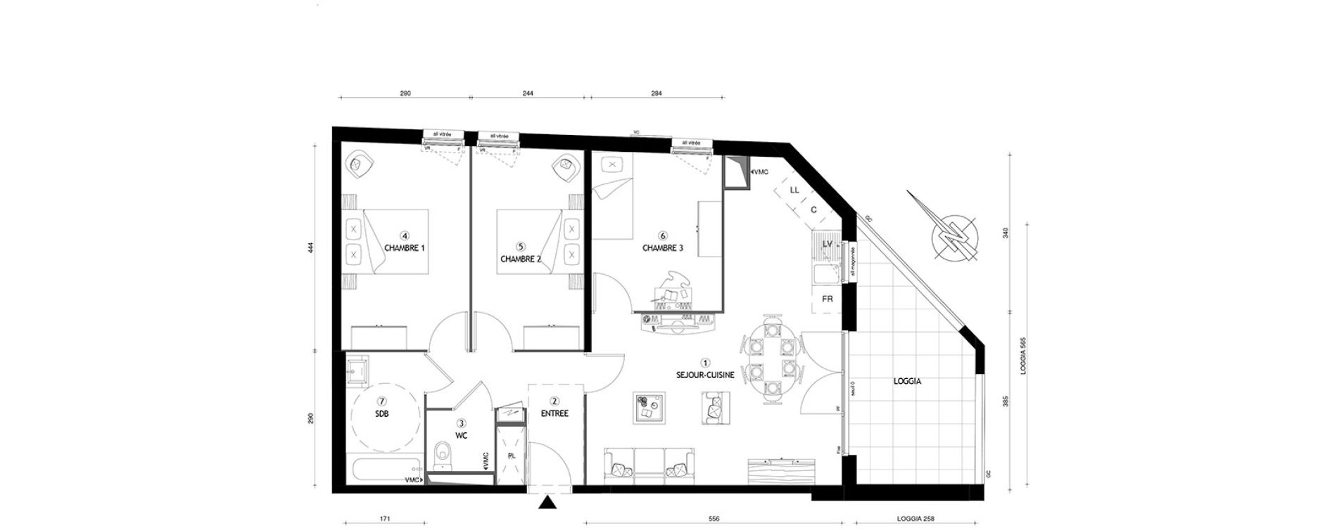 Appartement T4 de 75,40 m2 &agrave; Carri&egrave;res-Sous-Poissy Nouvelle centralit&eacute;