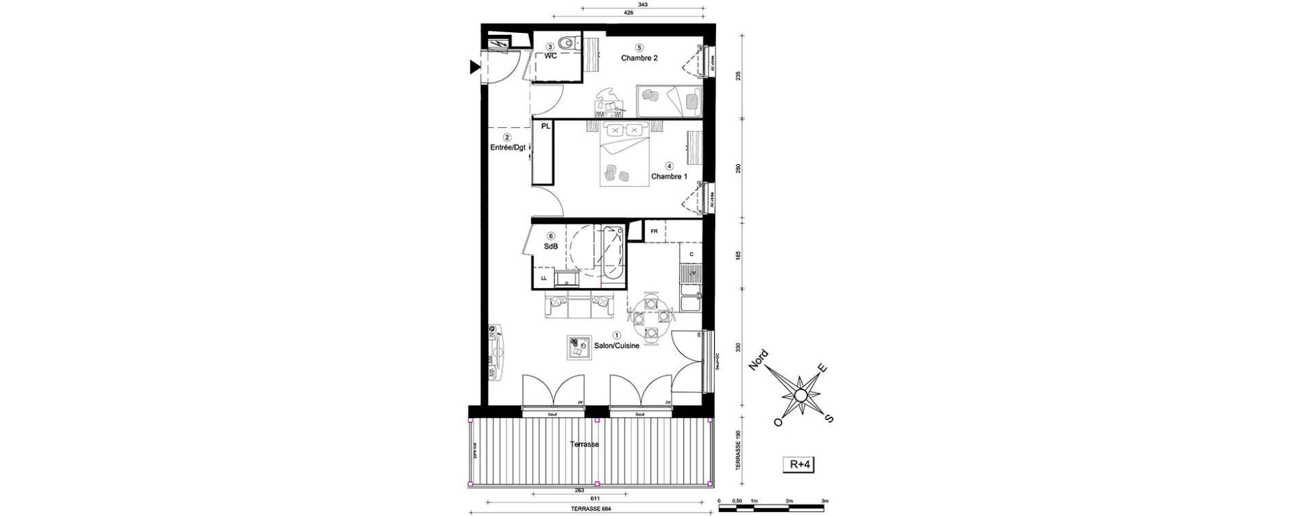 Appartement T3 de 62,90 m2 &agrave; Carri&egrave;res-Sous-Poissy Nouvelle centralit&eacute;