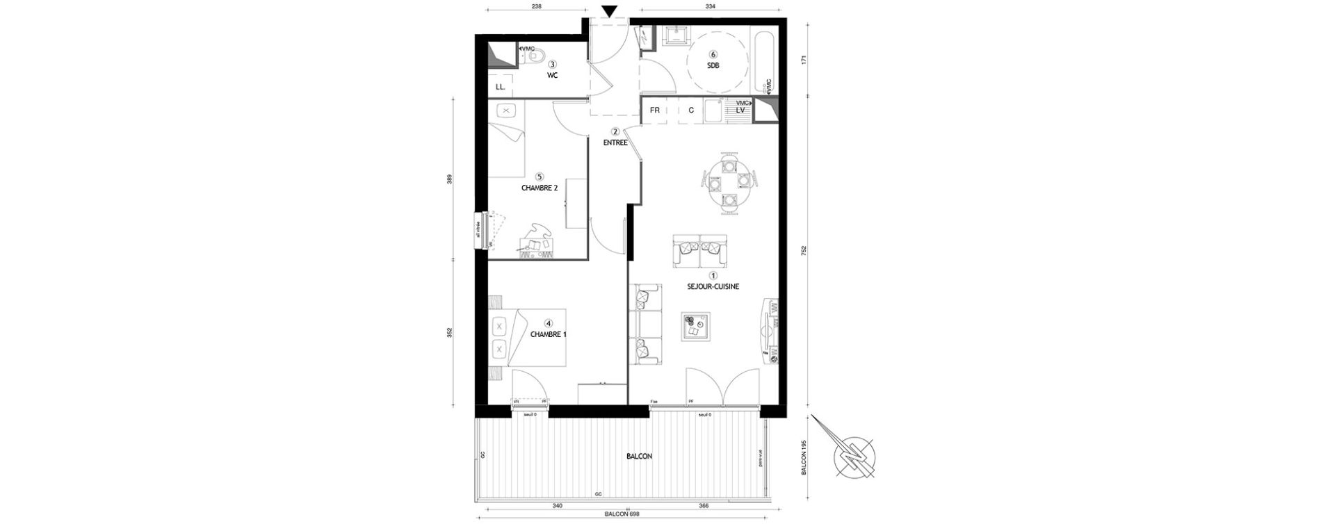 Appartement T3 de 62,50 m2 &agrave; Carri&egrave;res-Sous-Poissy Nouvelle centralit&eacute;