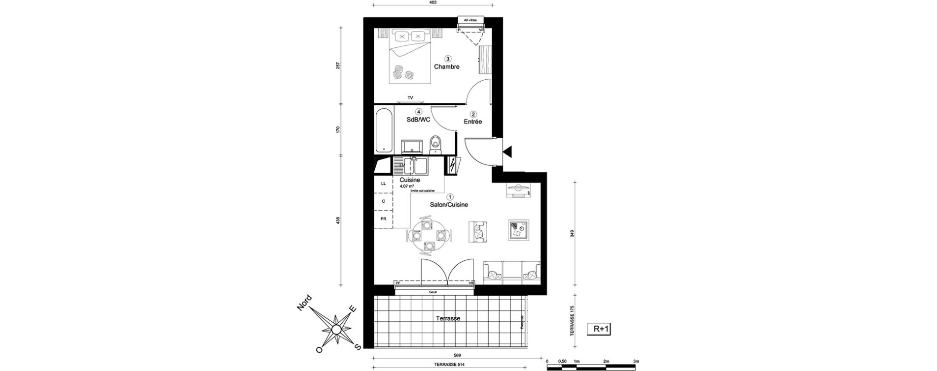 Appartement T2 de 40,00 m2 &agrave; Carri&egrave;res-Sous-Poissy Nouvelle centralit&eacute;