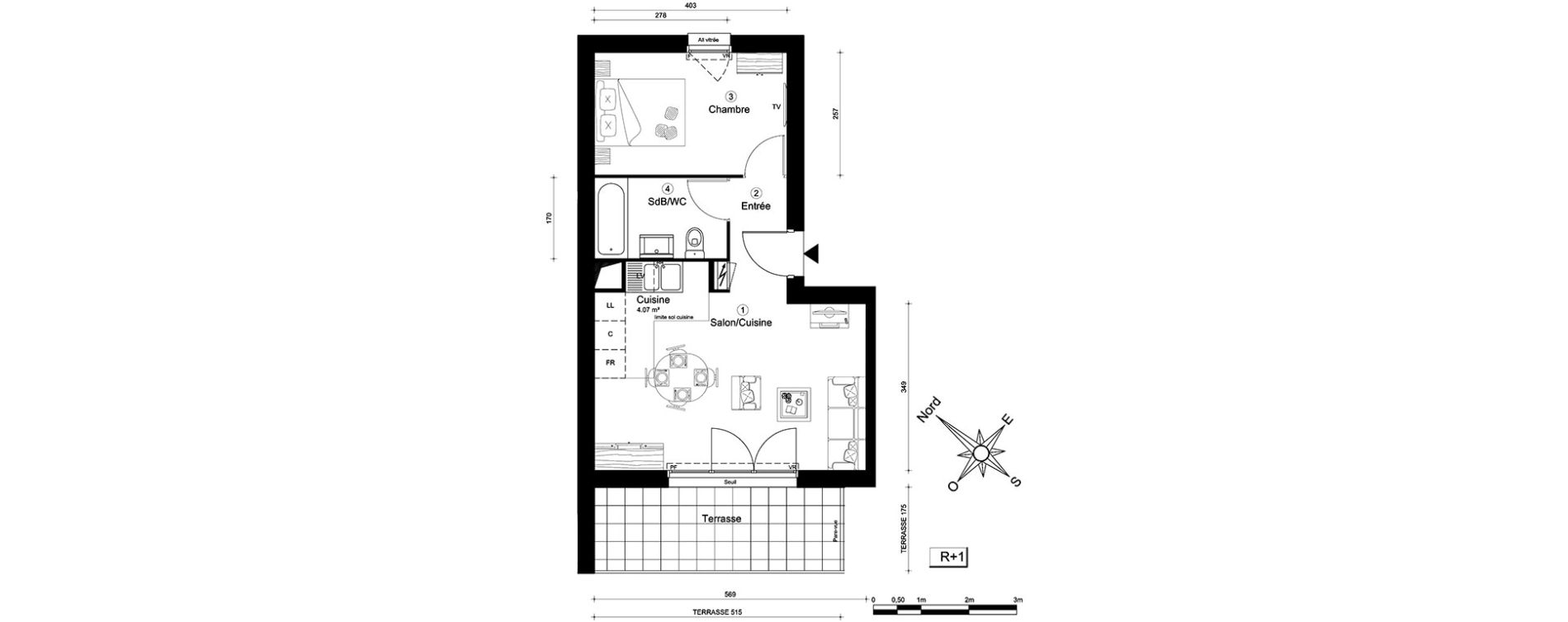 Appartement T2 de 40,00 m2 &agrave; Carri&egrave;res-Sous-Poissy Nouvelle centralit&eacute;
