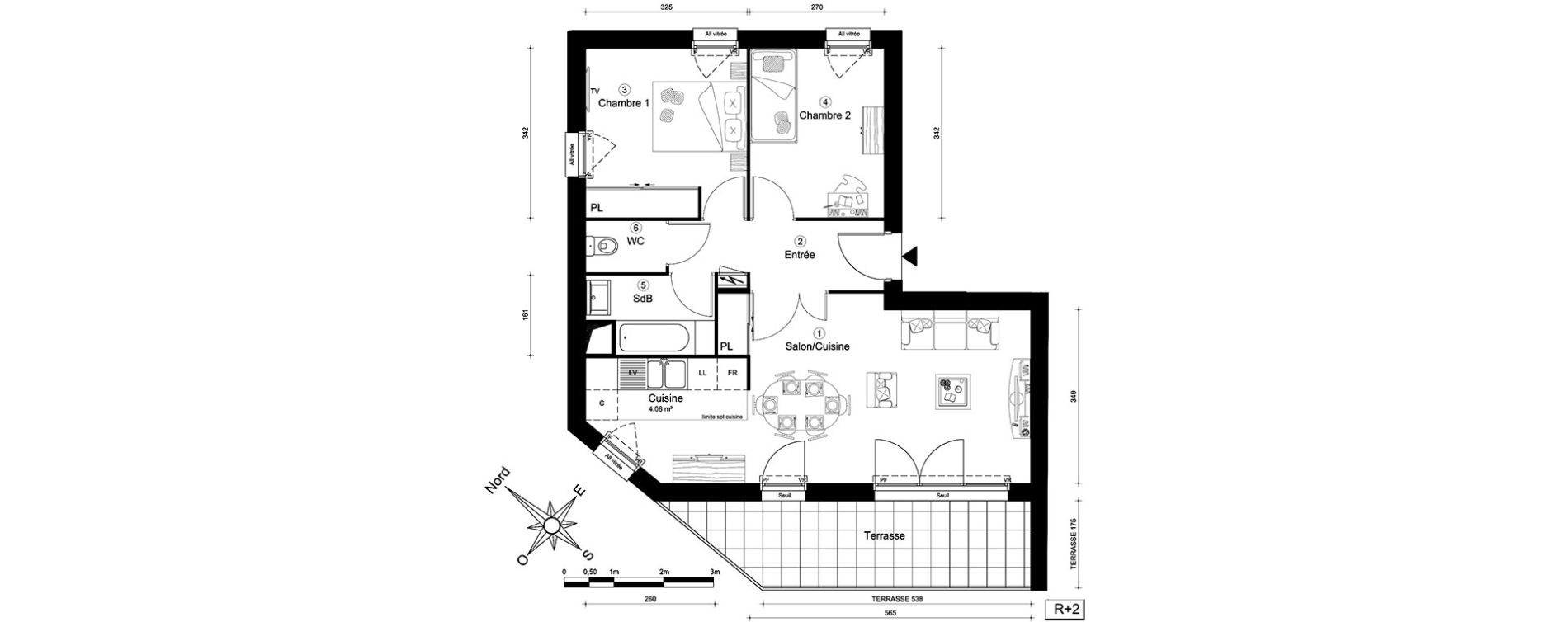 Appartement T3 de 60,10 m2 &agrave; Carri&egrave;res-Sous-Poissy Nouvelle centralit&eacute;