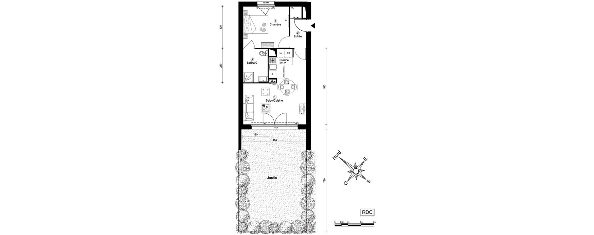 Appartement T2 de 42,20 m2 &agrave; Carri&egrave;res-Sous-Poissy Nouvelle centralit&eacute;