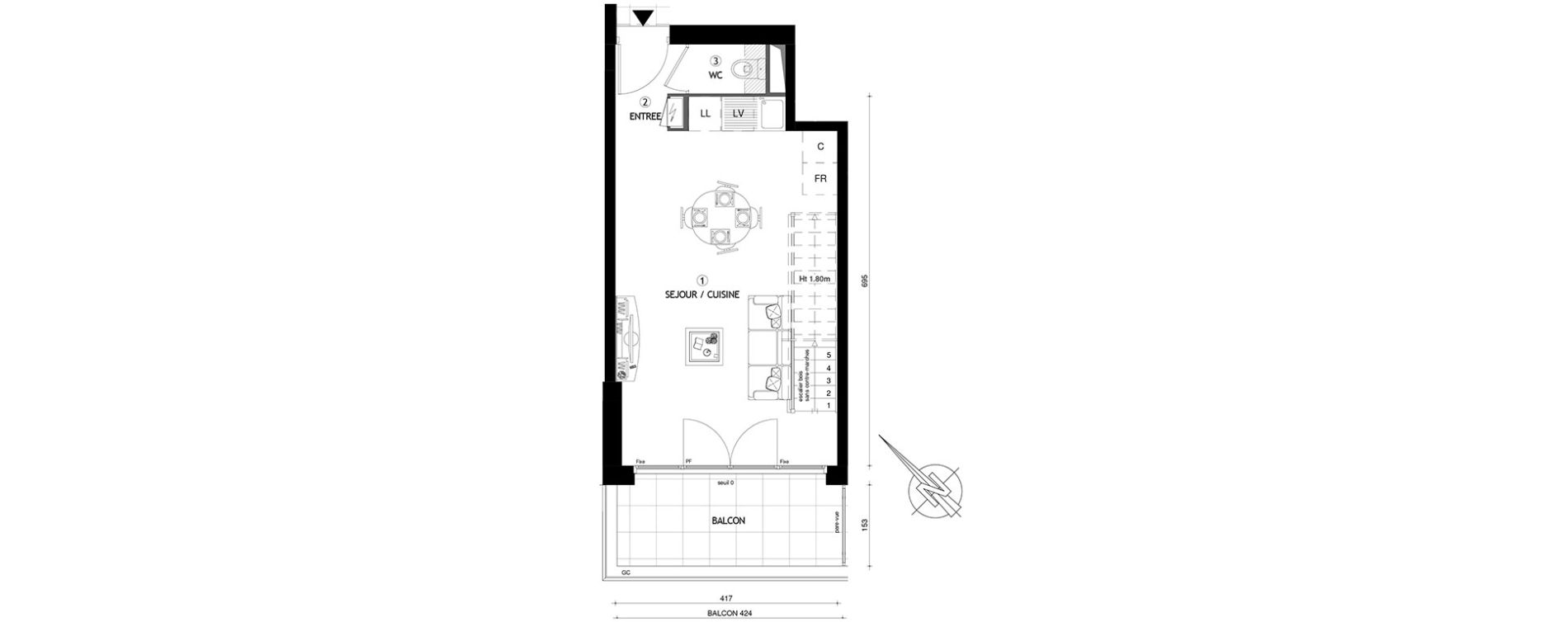 Duplex T3 de 57,30 m2 &agrave; Carri&egrave;res-Sous-Poissy Nouvelle centralit&eacute;