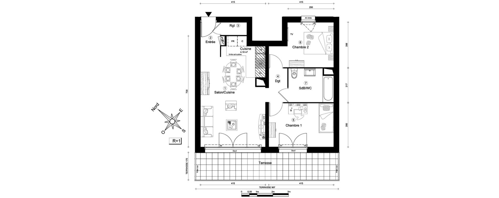 Appartement T3 de 60,90 m2 &agrave; Carri&egrave;res-Sous-Poissy Nouvelle centralit&eacute;