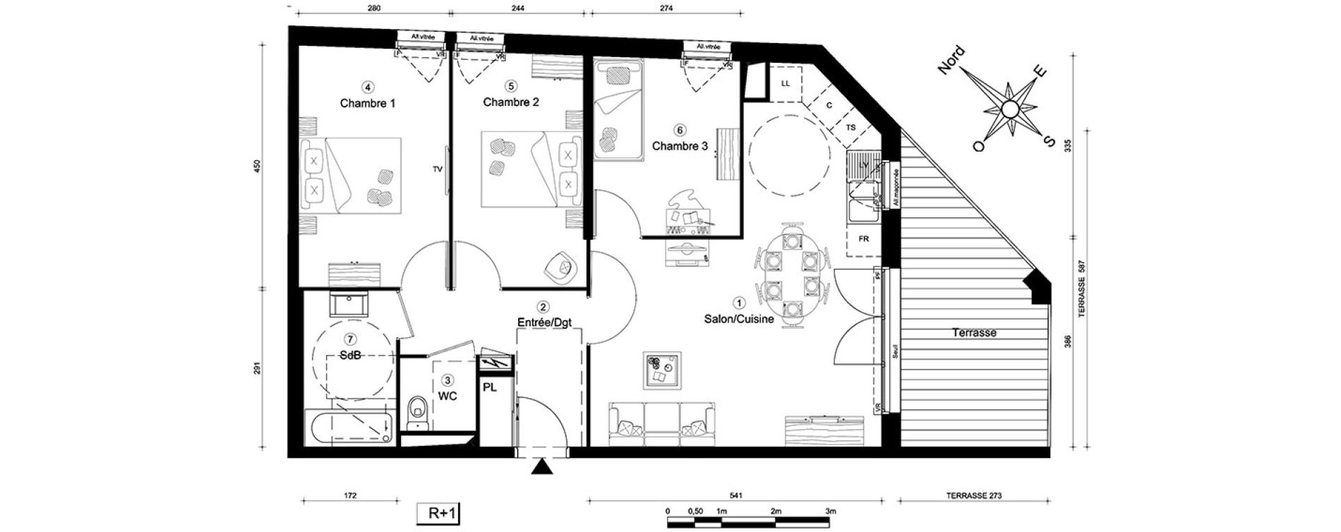 Appartement T4 de 74,60 m2 &agrave; Carri&egrave;res-Sous-Poissy Nouvelle centralit&eacute;
