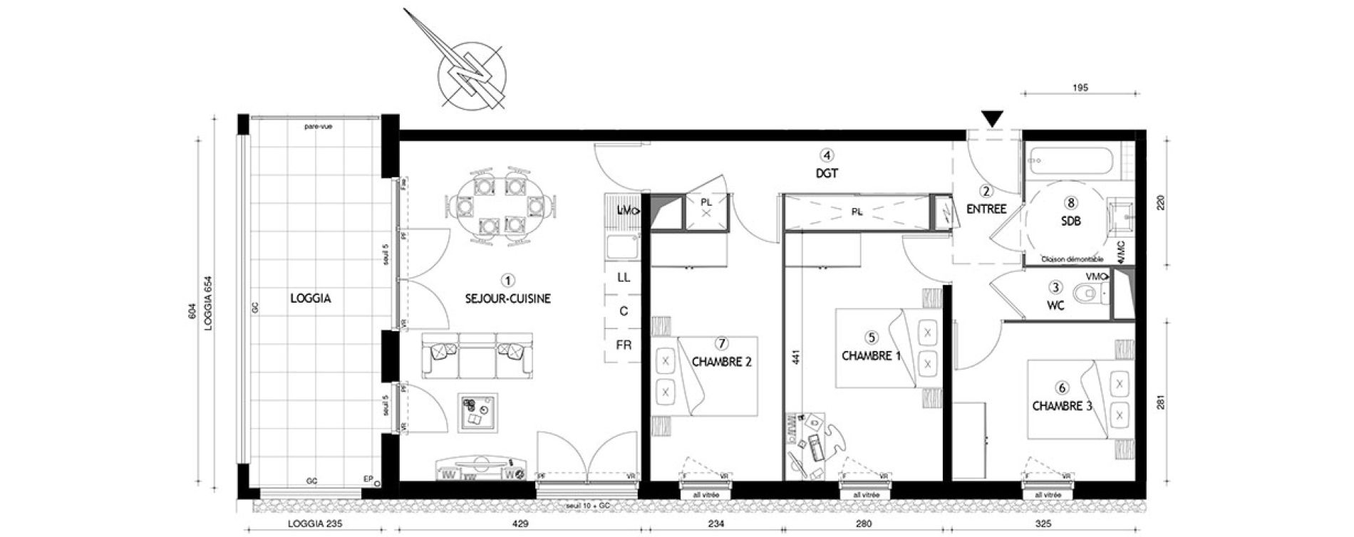 Appartement T4 de 75,20 m2 &agrave; Carri&egrave;res-Sous-Poissy Nouvelle centralit&eacute;