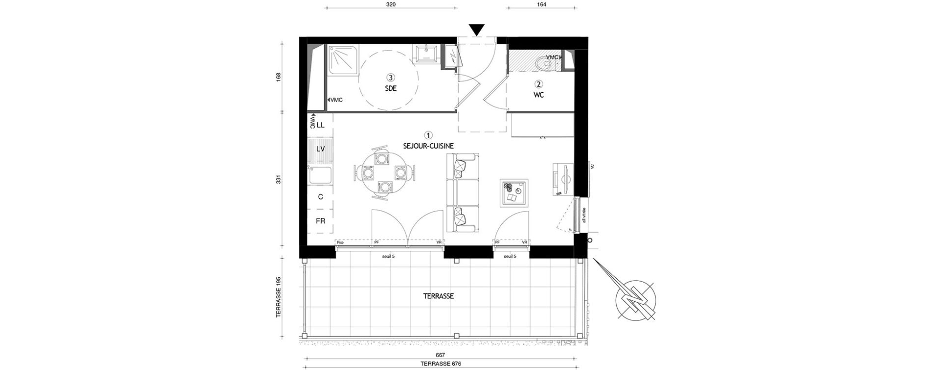 Appartement T1 de 31,70 m2 &agrave; Carri&egrave;res-Sous-Poissy Nouvelle centralit&eacute;