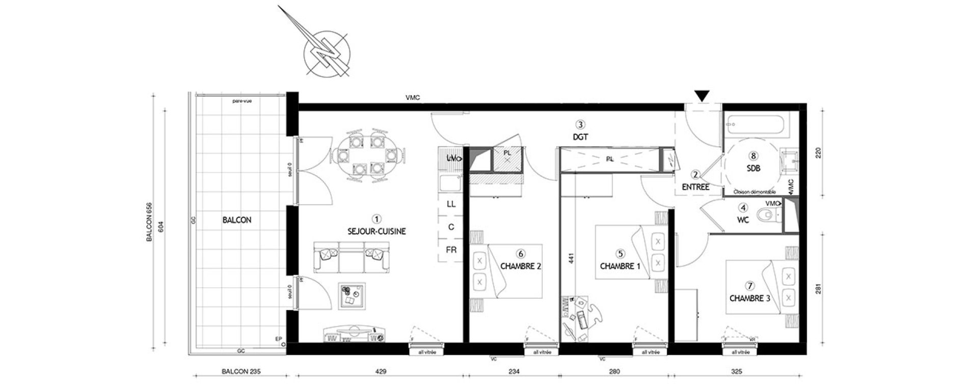 Appartement T4 de 75,20 m2 &agrave; Carri&egrave;res-Sous-Poissy Nouvelle centralit&eacute;