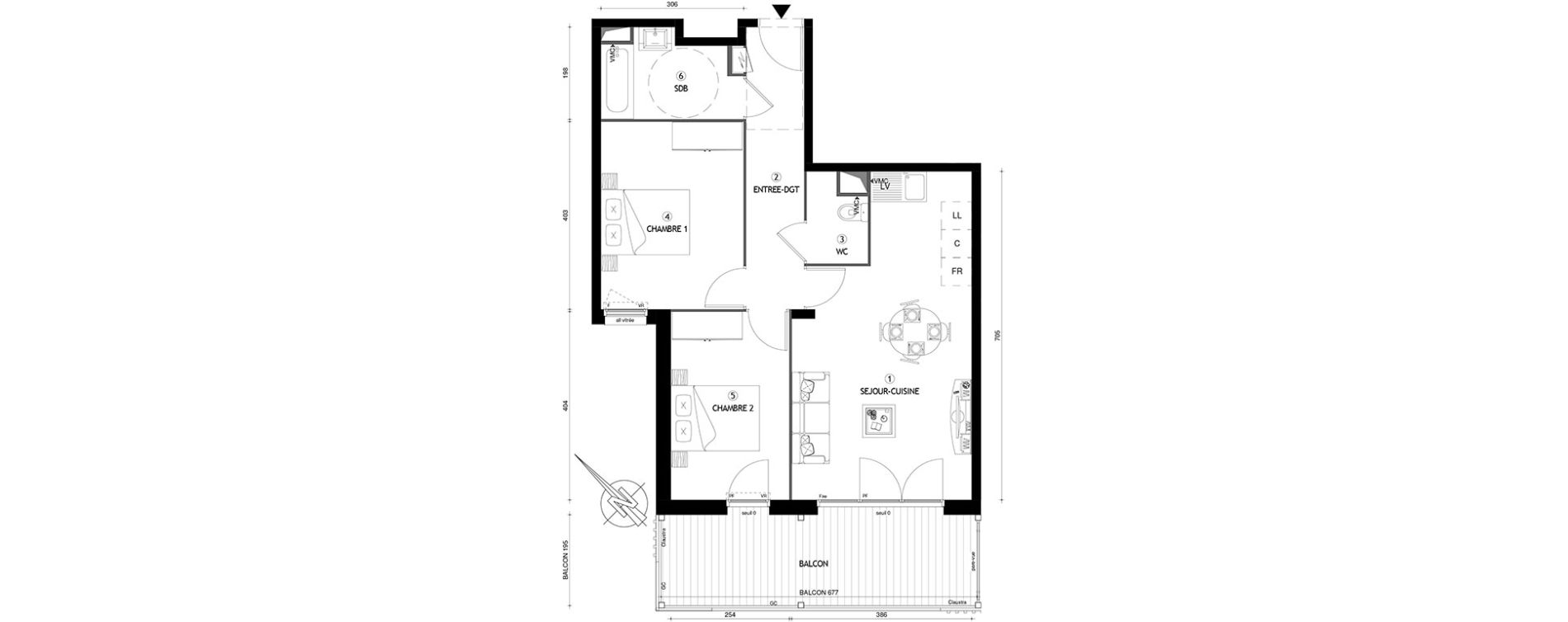 Appartement T3 de 60,90 m2 &agrave; Carri&egrave;res-Sous-Poissy Nouvelle centralit&eacute;