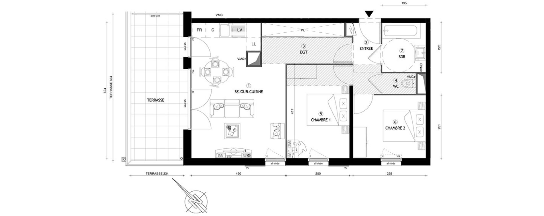 Appartement T3 de 60,60 m2 &agrave; Carri&egrave;res-Sous-Poissy Nouvelle centralit&eacute;