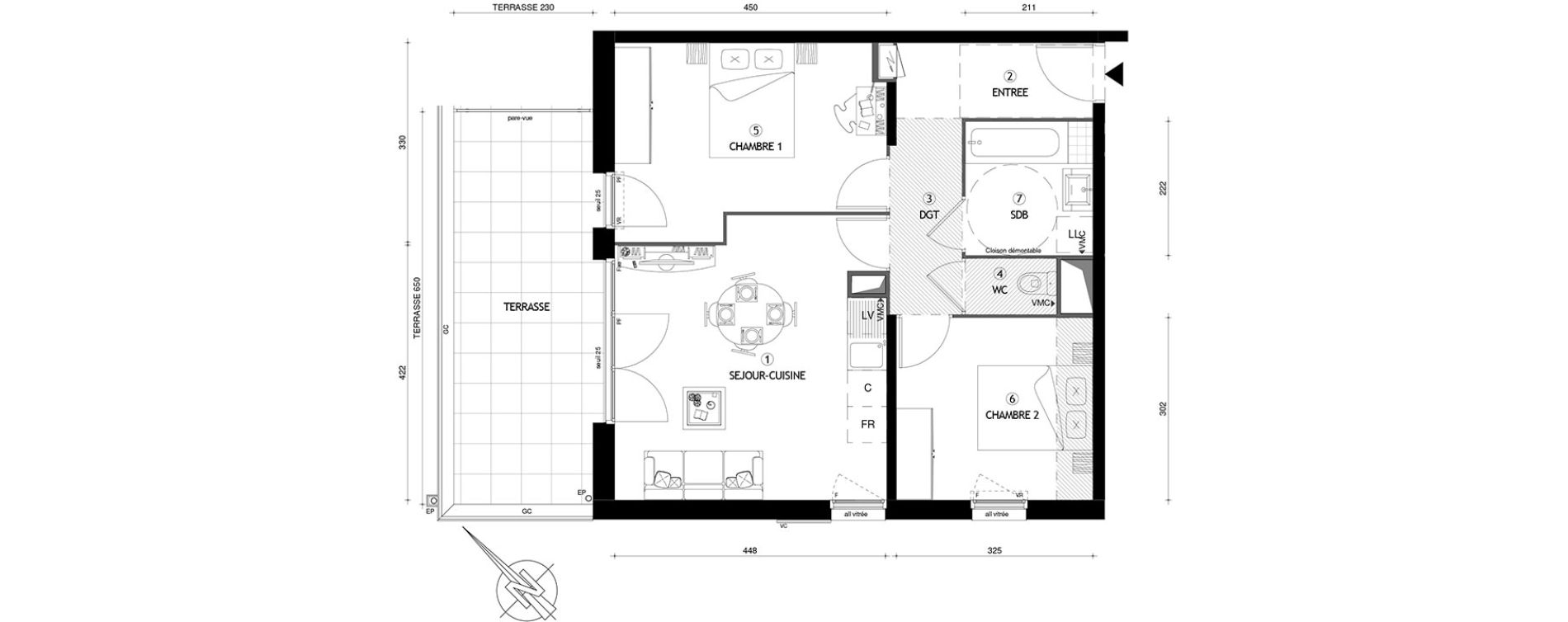 Appartement T3 de 57,20 m2 &agrave; Carri&egrave;res-Sous-Poissy Nouvelle centralit&eacute;