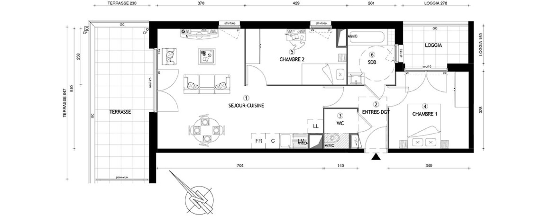 Appartement T3 de 59,80 m2 &agrave; Carri&egrave;res-Sous-Poissy Nouvelle centralit&eacute;
