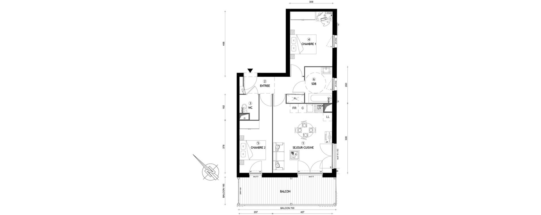 Appartement T3 de 58,80 m2 &agrave; Carri&egrave;res-Sous-Poissy Nouvelle centralit&eacute;