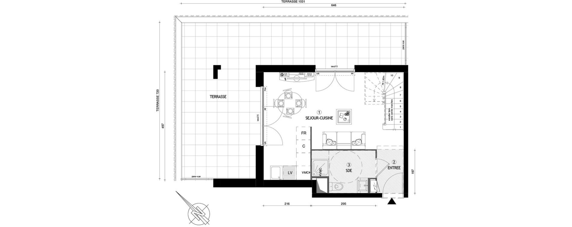 Duplex T3 de 63,40 m2 &agrave; Carri&egrave;res-Sous-Poissy Nouvelle centralit&eacute;