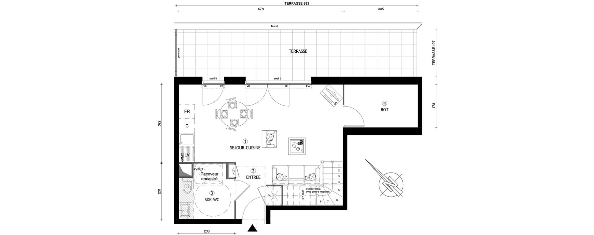 Duplex T3 de 71,70 m2 &agrave; Carri&egrave;res-Sous-Poissy Nouvelle centralit&eacute;