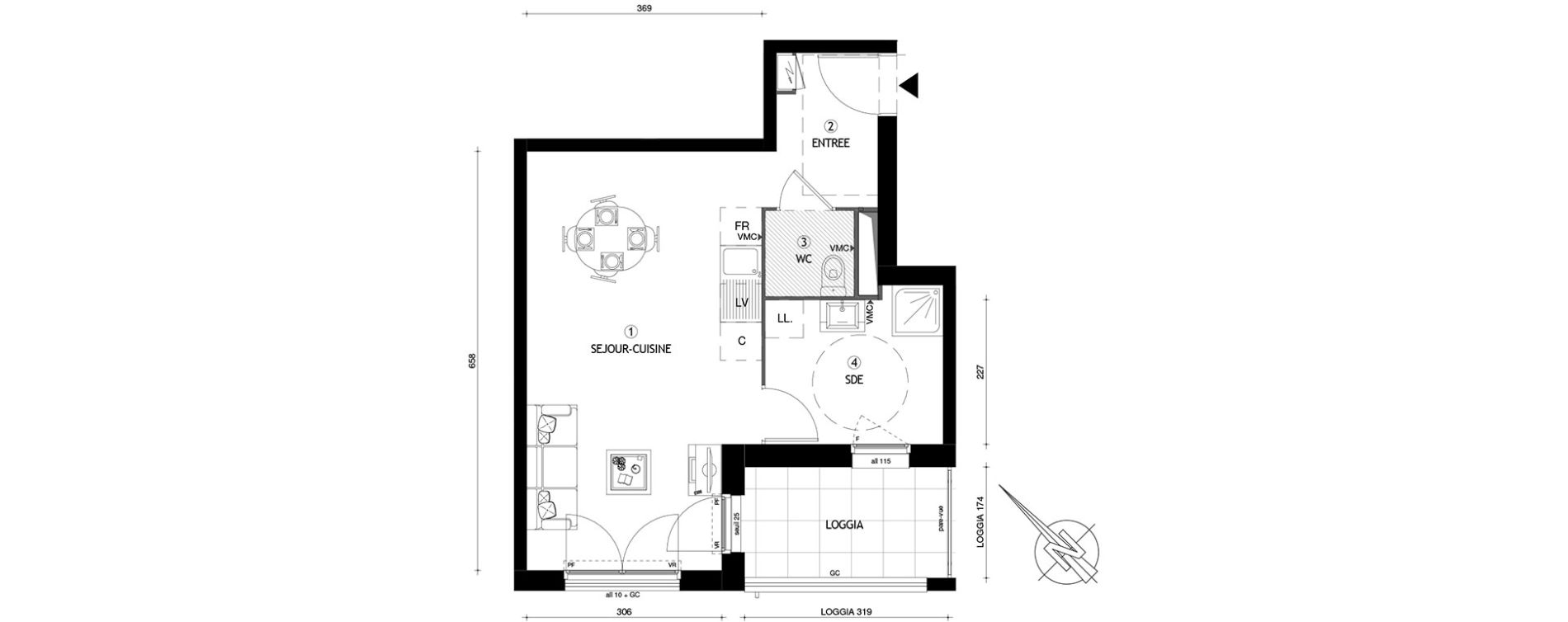 Appartement T1 de 35,40 m2 &agrave; Carri&egrave;res-Sous-Poissy Nouvelle centralit&eacute;