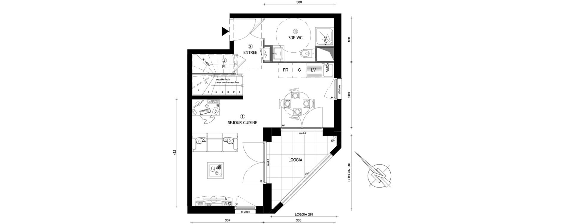 Duplex T3 de 64,50 m2 &agrave; Carri&egrave;res-Sous-Poissy Nouvelle centralit&eacute;