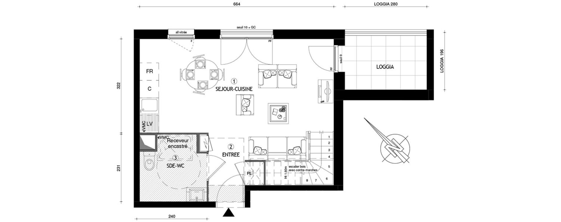 Duplex T3 de 65,00 m2 &agrave; Carri&egrave;res-Sous-Poissy Nouvelle centralit&eacute;