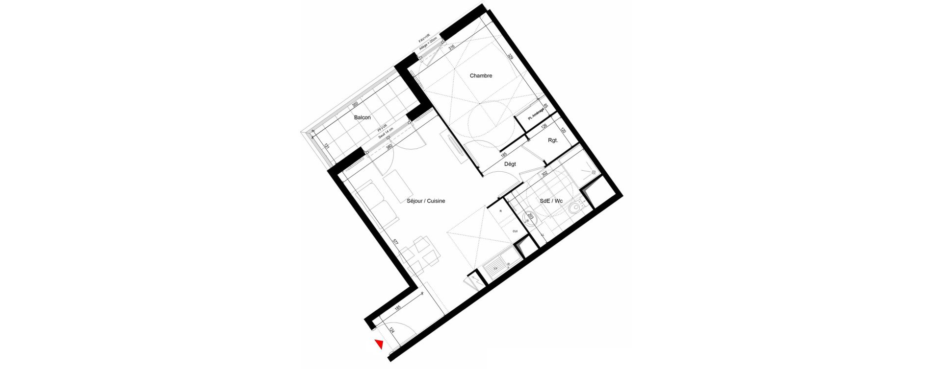 Appartement T2 de 45,40 m2 &agrave; Carri&egrave;res-Sur-Seine Les alouettes