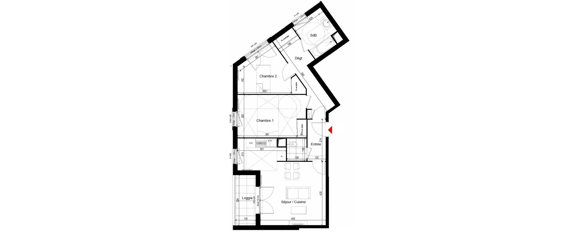 Appartement T3 de 65,46 m2 &agrave; Carri&egrave;res-Sur-Seine Les alouettes