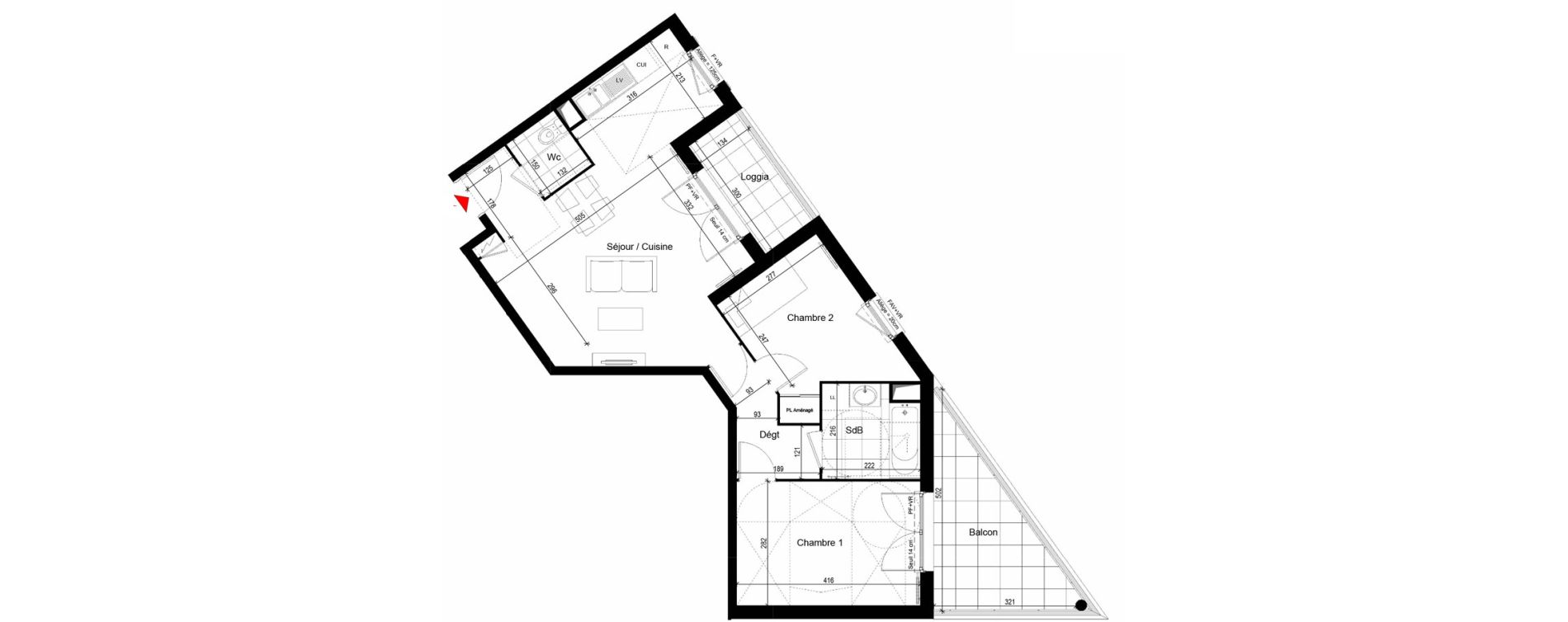 Appartement T3 de 60,62 m2 &agrave; Carri&egrave;res-Sur-Seine Les alouettes