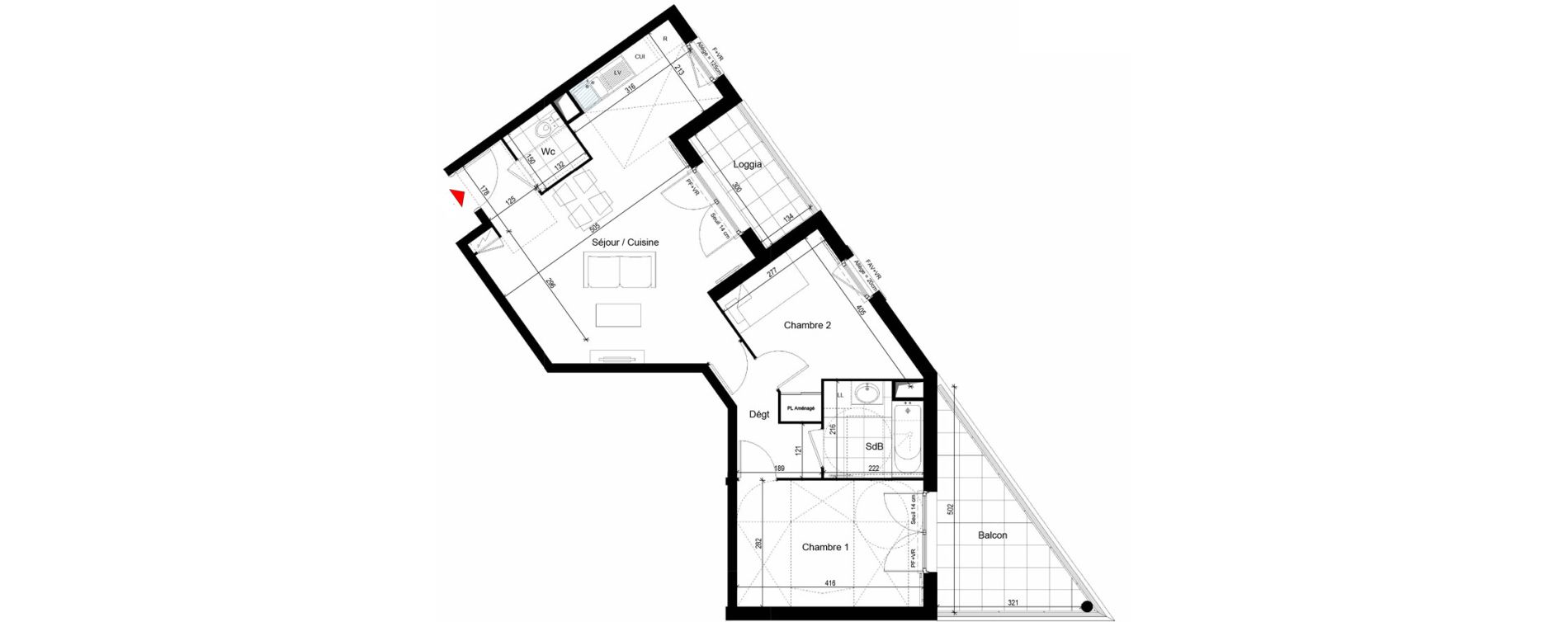 Appartement T3 de 60,62 m2 &agrave; Carri&egrave;res-Sur-Seine Les alouettes