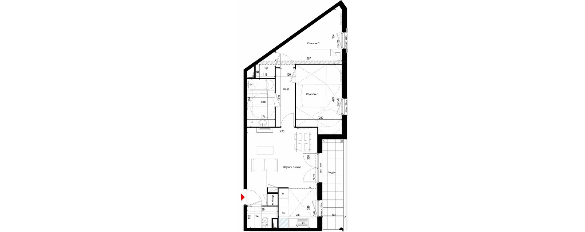Appartement T3 de 57,60 m2 &agrave; Carri&egrave;res-Sur-Seine Les alouettes
