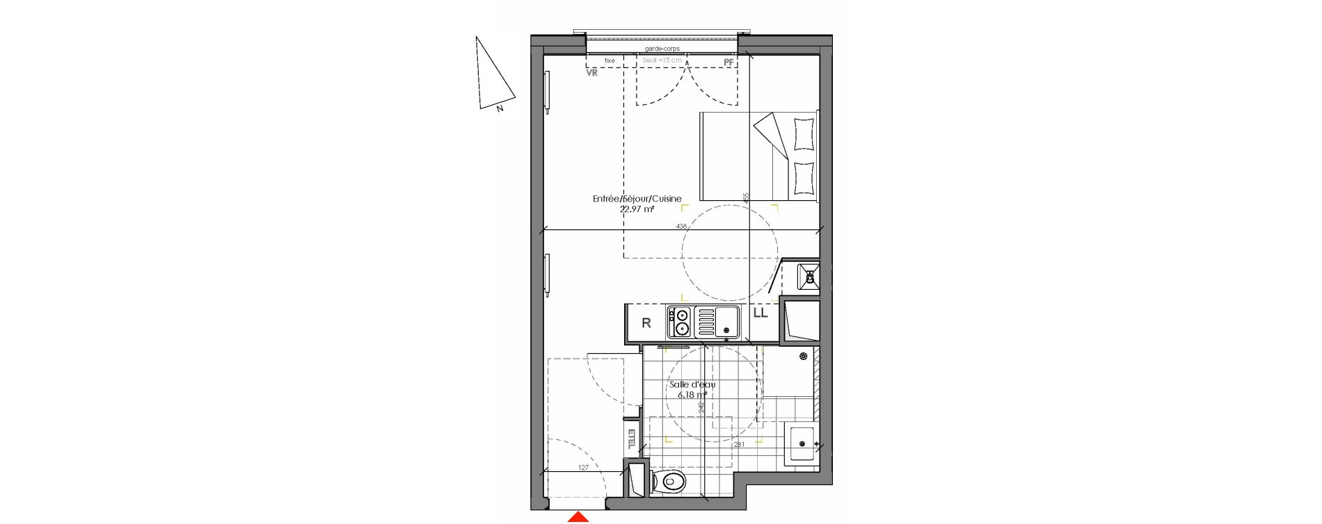 Appartement T1 de 29,15 m2 &agrave; Chambourcy Centre