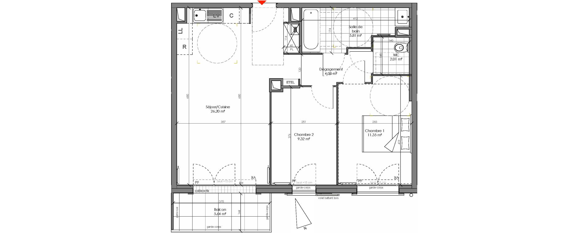 Appartement T3 de 58,77 m2 &agrave; Chambourcy Centre