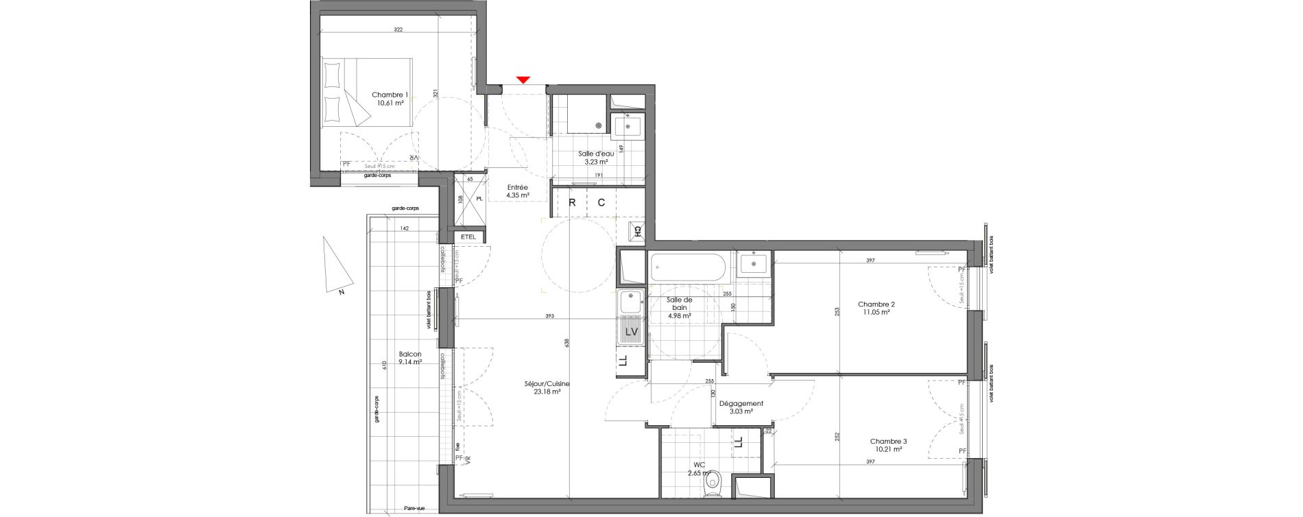 Appartement T4 de 73,29 m2 &agrave; Chambourcy Centre