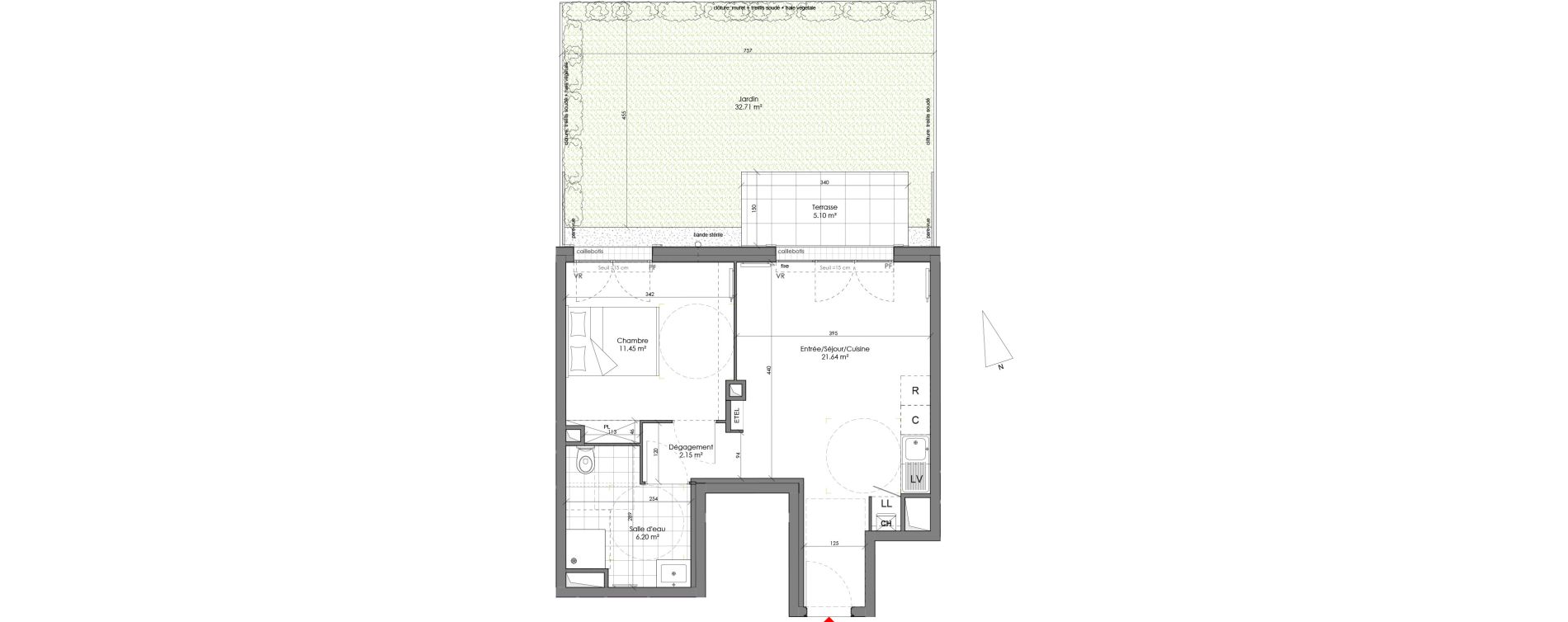 Appartement T2 de 41,44 m2 &agrave; Chambourcy Centre