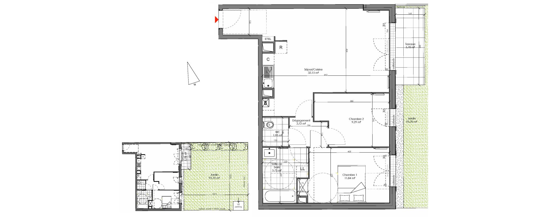 Appartement T3 de 63,69 m2 &agrave; Chambourcy Centre