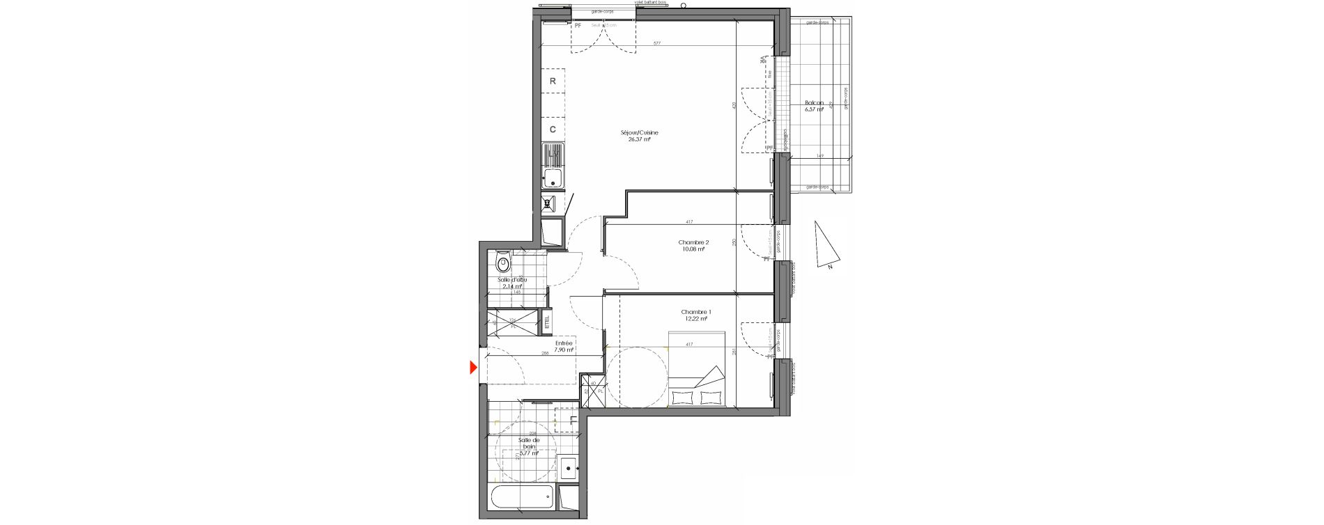 Appartement T3 de 64,49 m2 &agrave; Chambourcy Centre