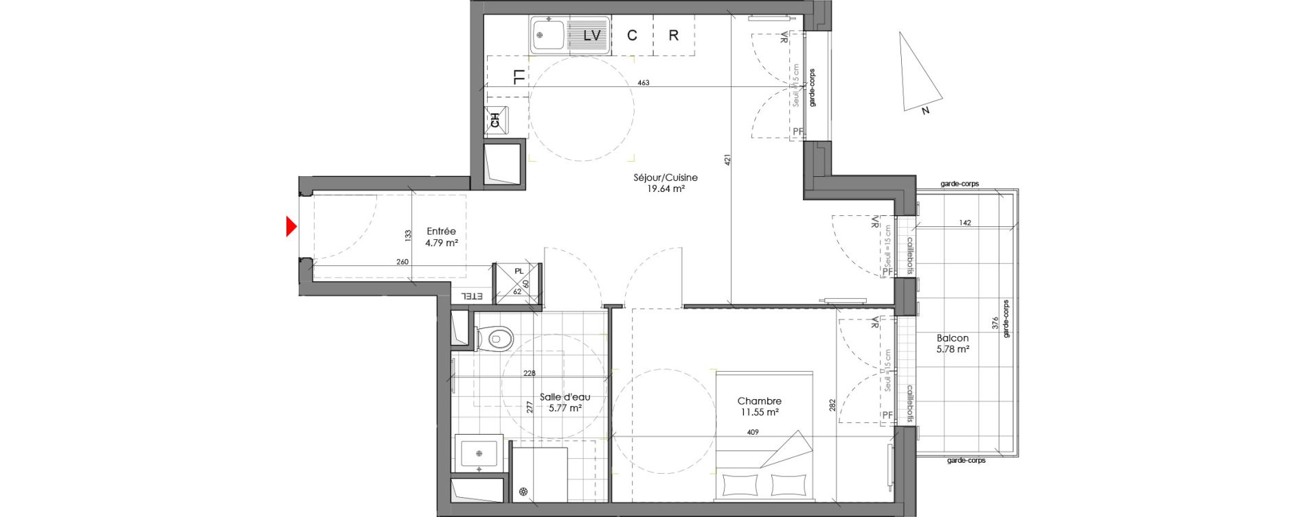 Appartement T2 de 41,75 m2 &agrave; Chambourcy Centre