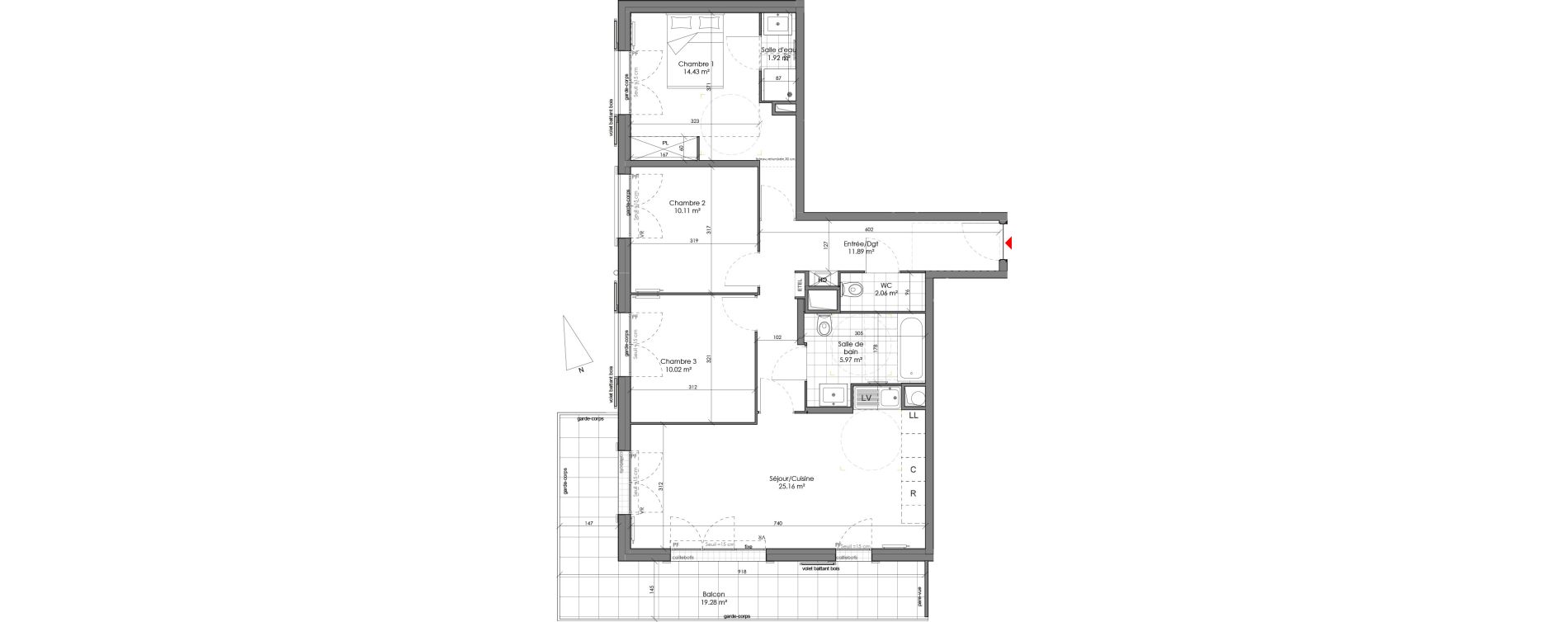 Appartement T4 de 81,57 m2 &agrave; Chambourcy Centre