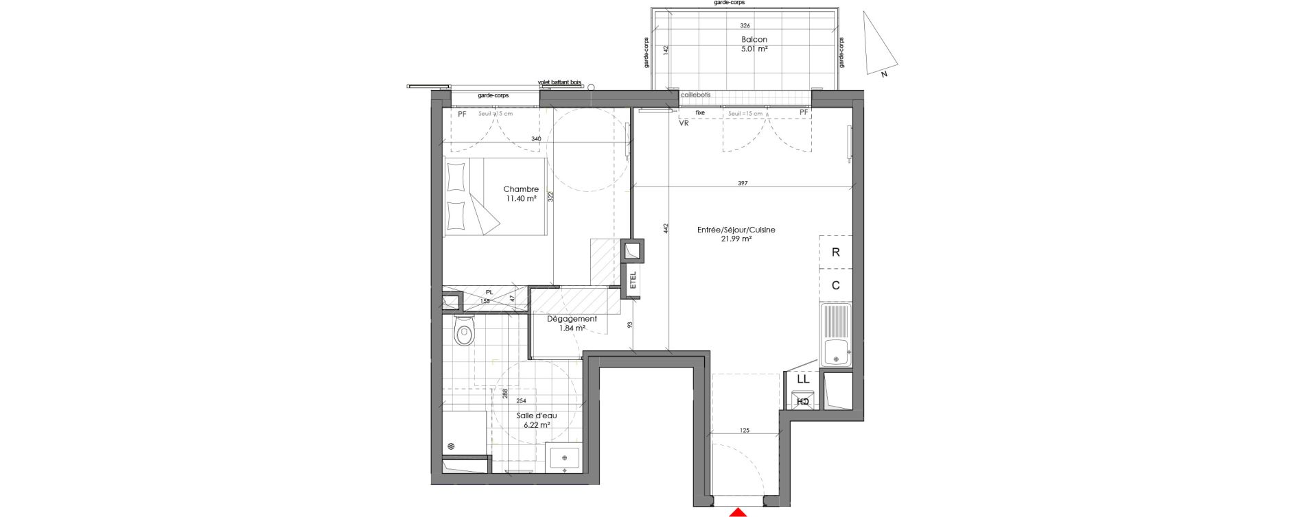 Appartement T2 de 41,45 m2 &agrave; Chambourcy Centre
