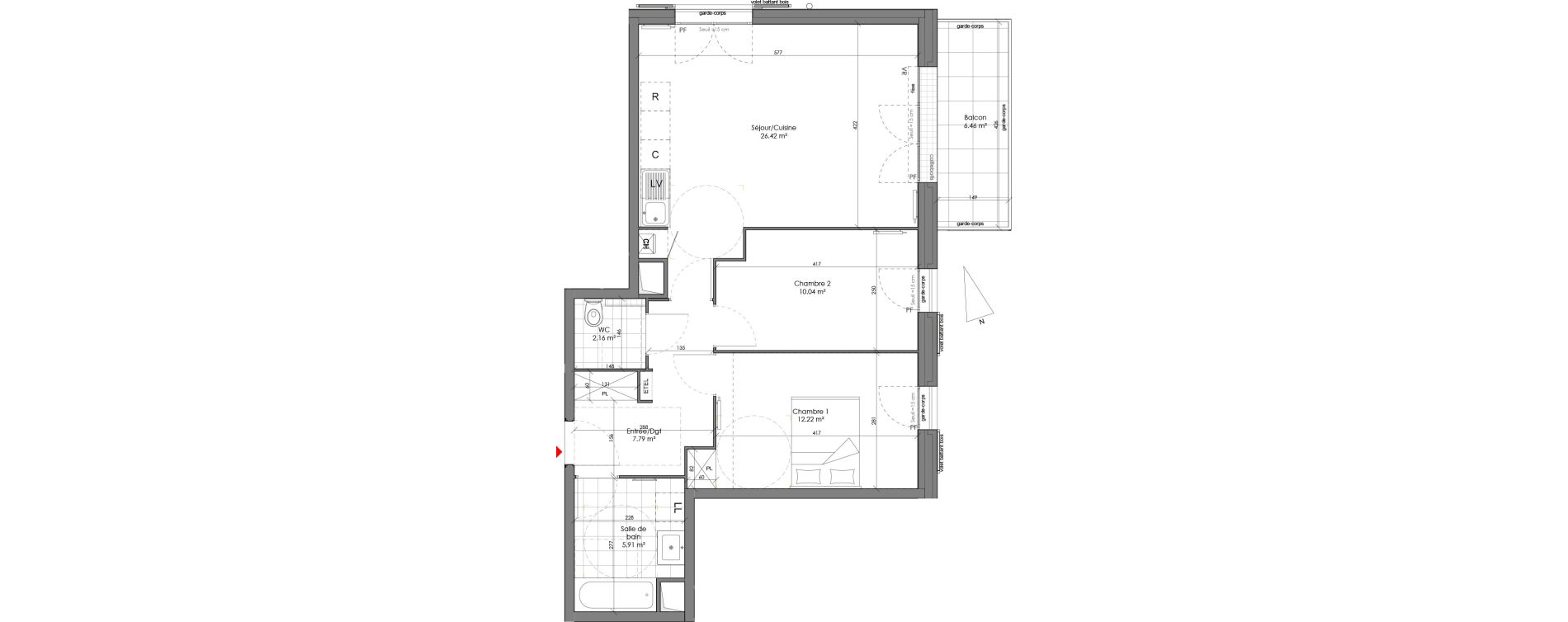 Appartement T3 de 64,53 m2 &agrave; Chambourcy Centre