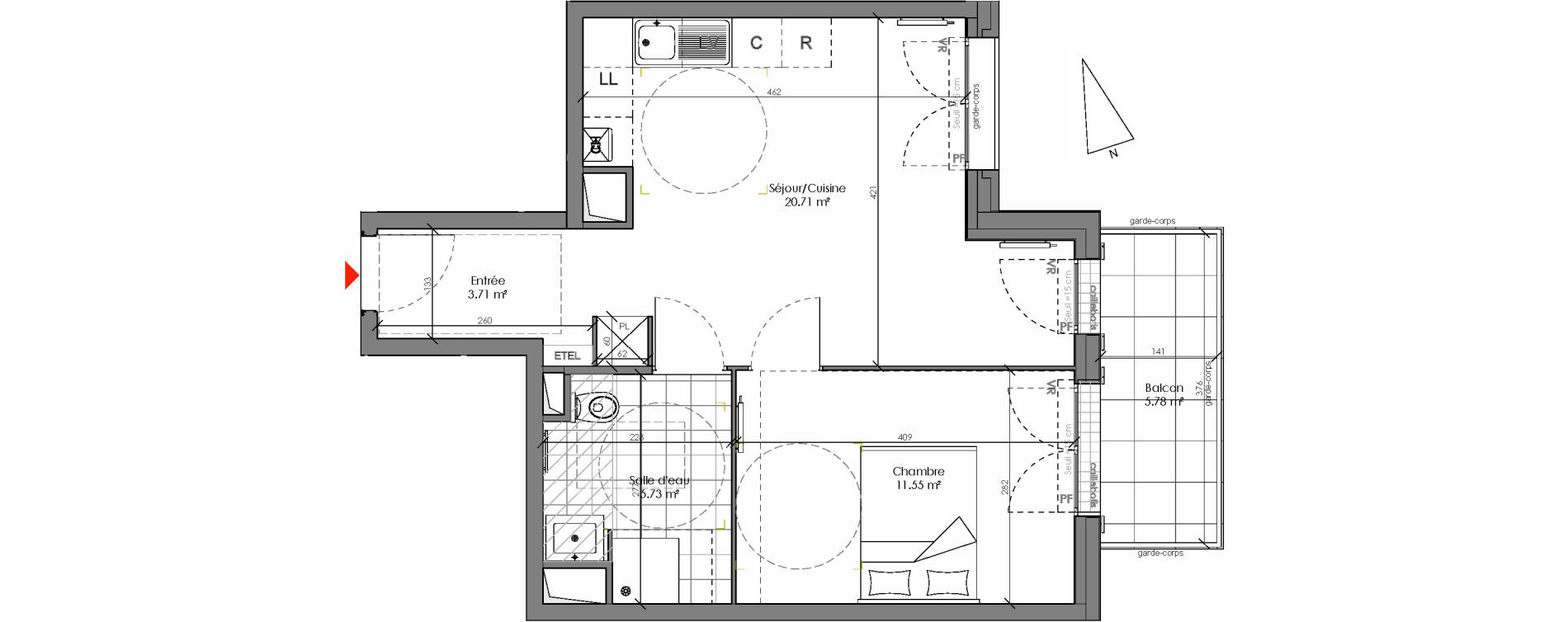 Appartement T2 de 41,70 m2 &agrave; Chambourcy Centre