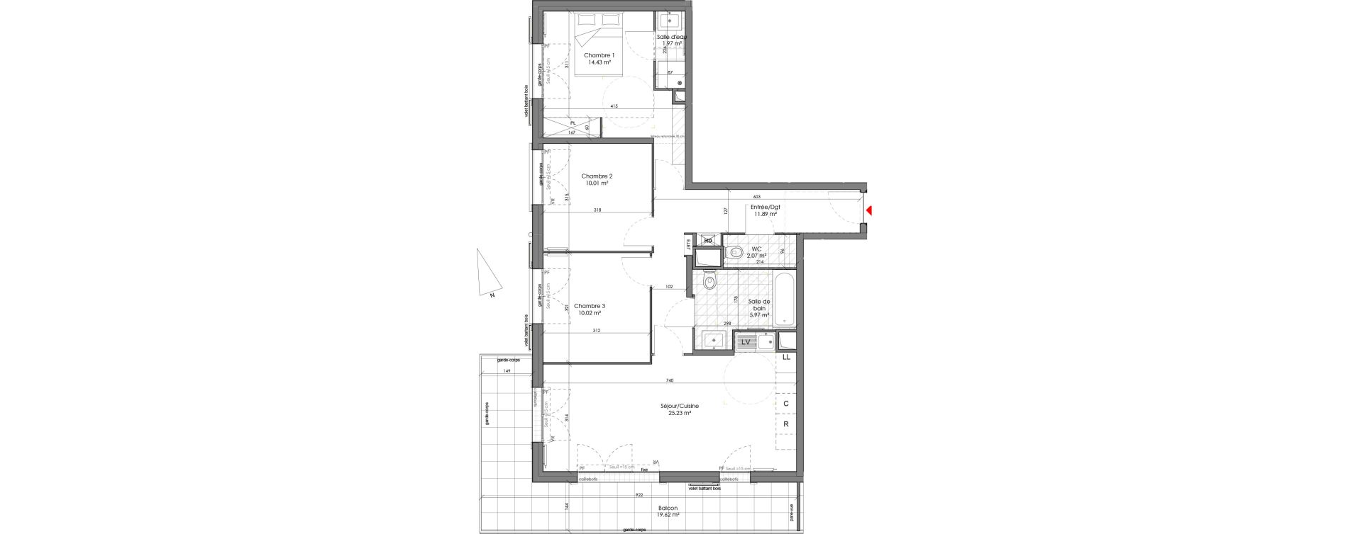 Appartement T4 de 81,59 m2 &agrave; Chambourcy Centre