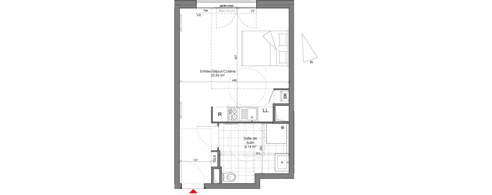 Appartement T1 de 29,10 m2 &agrave; Chambourcy Centre