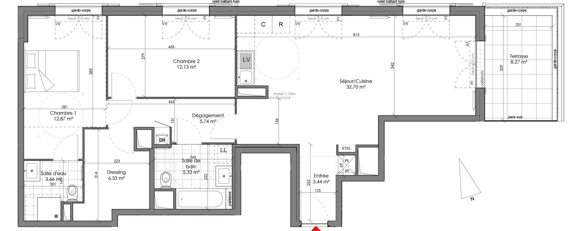 Appartement T3 de 82,20 m2 &agrave; Chambourcy Centre