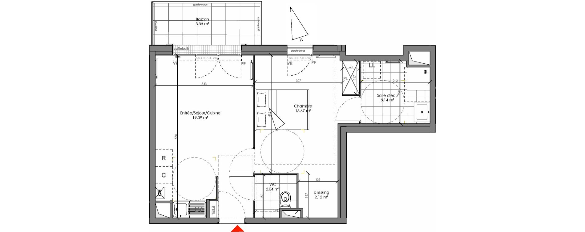 Appartement T2 de 42,07 m2 &agrave; Chambourcy Centre
