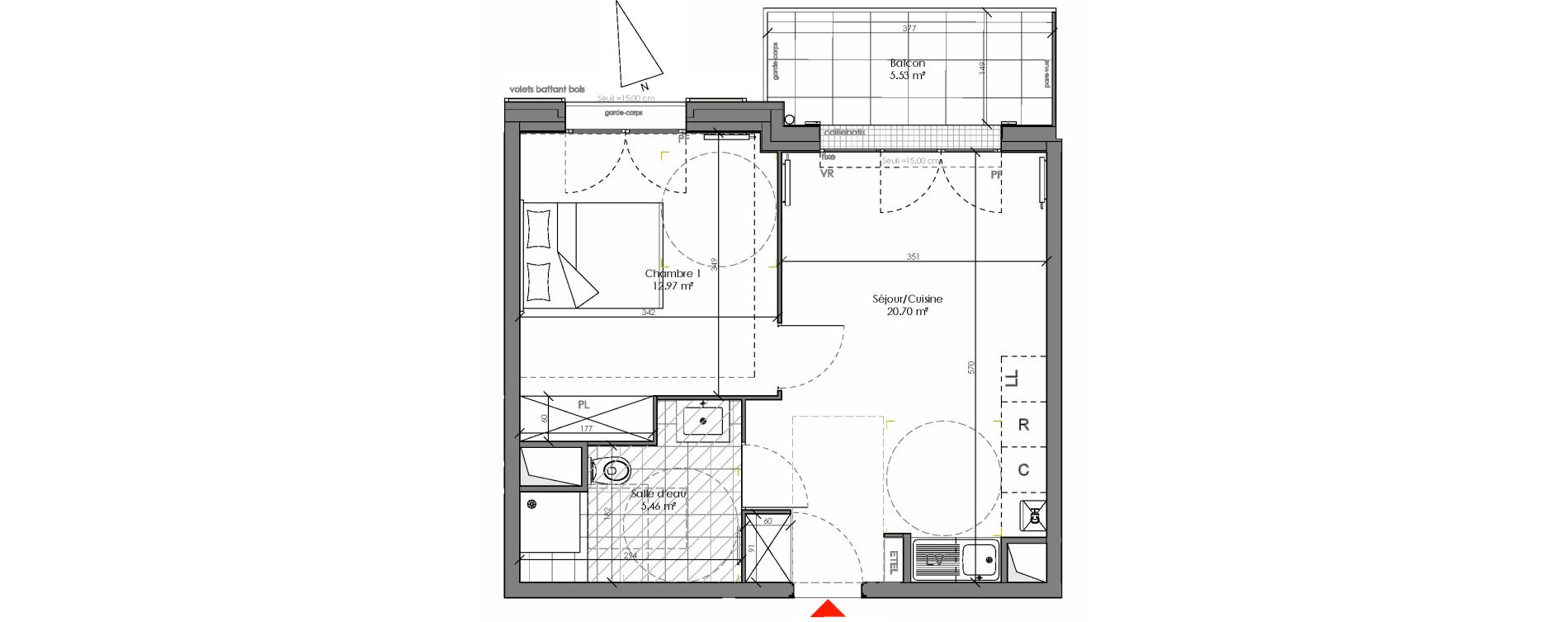 Appartement T2 de 39,14 m2 &agrave; Chambourcy Centre