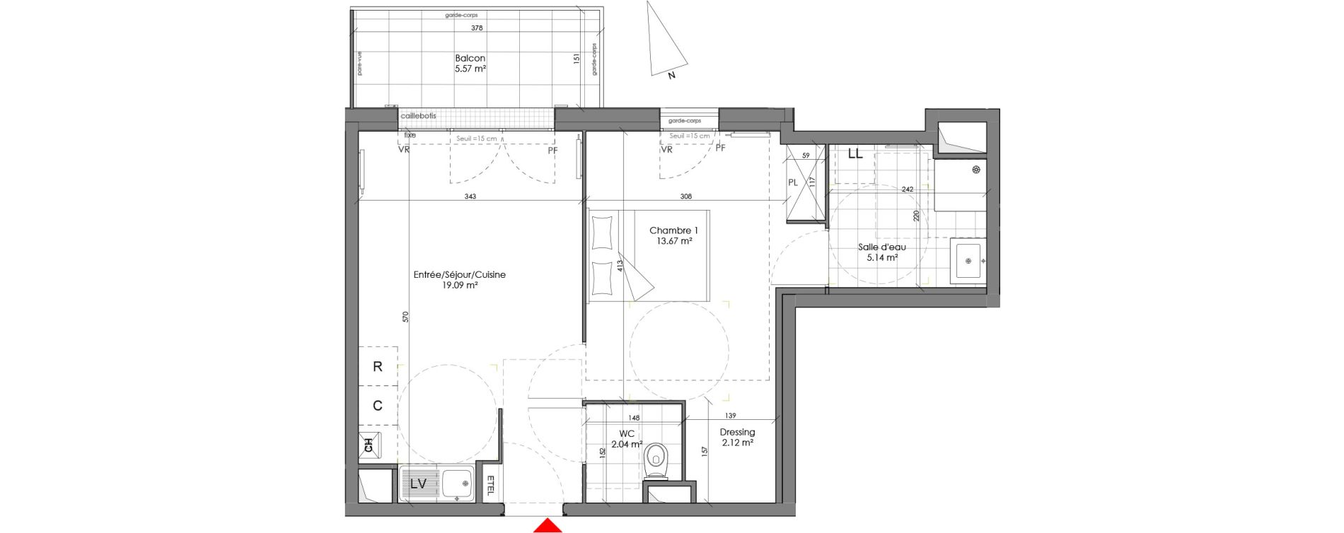 Appartement T2 de 42,07 m2 &agrave; Chambourcy Centre