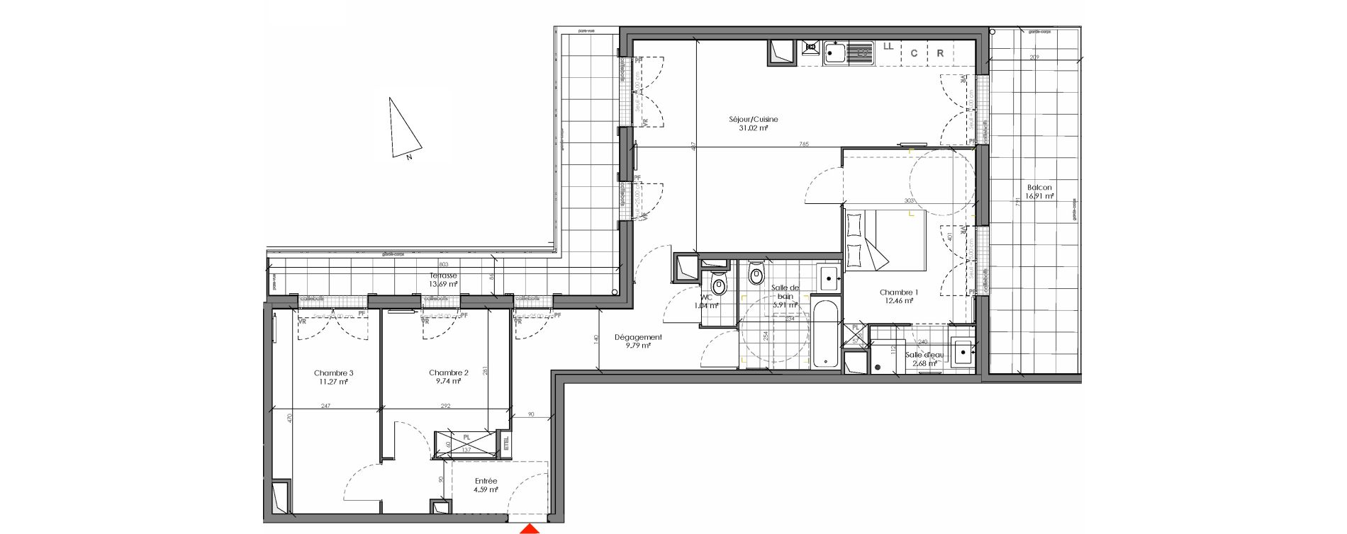 Appartement T4 de 88,49 m2 &agrave; Chambourcy Centre