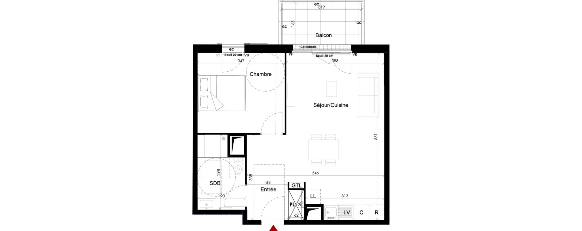 Appartement T2 de 46,55 m2 &agrave; Chambourcy Centre