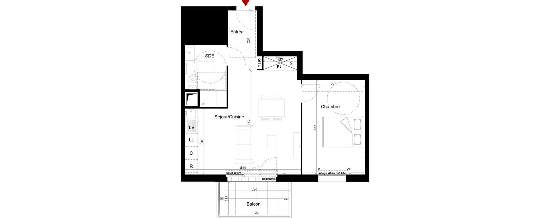 Appartement T2 de 46,25 m2 &agrave; Chambourcy Centre